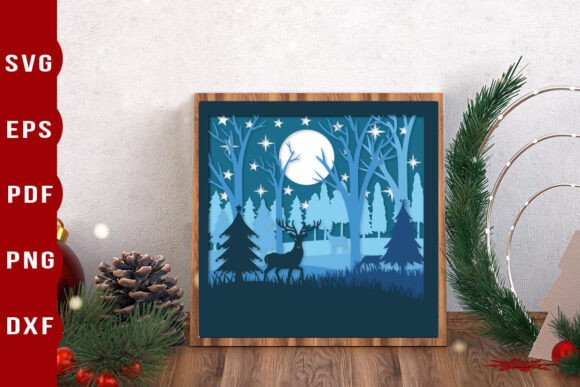 3D Deer Shadow Box SVG for Festive Design Projects