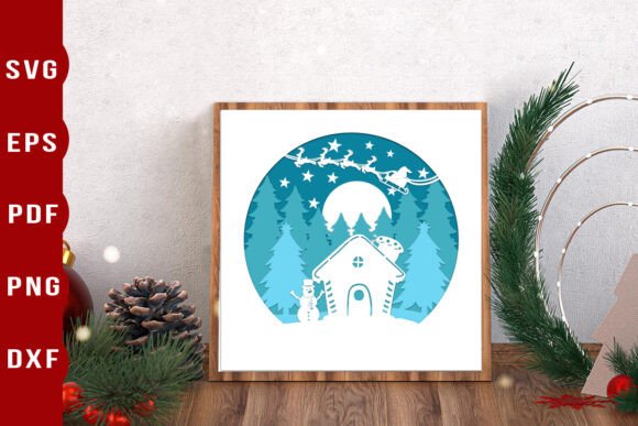 3D House Shadow Box SVG for Holiday Branding and Marketing