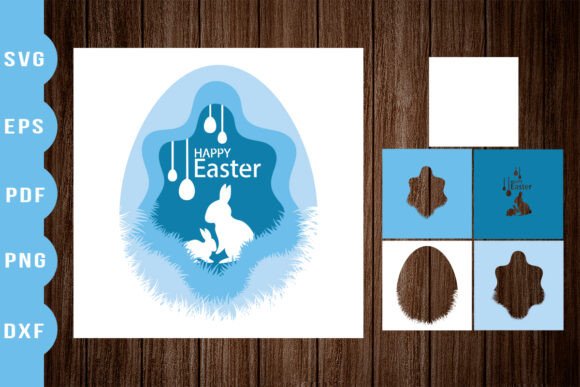 3D Paper Cut Happy Easter Shadow Box SVG for Festive Branding