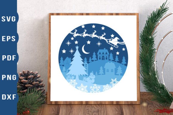 3D Sleigh Shadow Box SVG: A Festive Graphic Design Asset for Content Creators