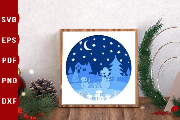 3D Snowman Shadow Box SVG: A Holiday Graphic Design Asset for Content Creators