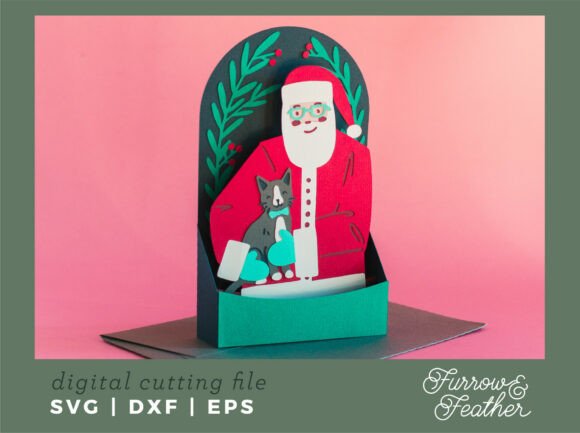 3D SVG Christmas Design: Santa with Cat Card Review