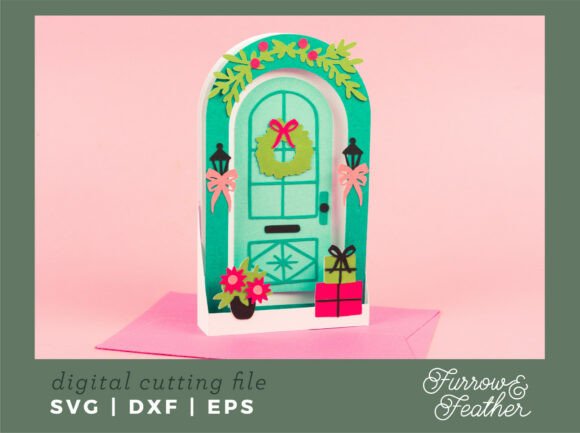 3D SVG Christmas Door Card Design for Local Business Branding