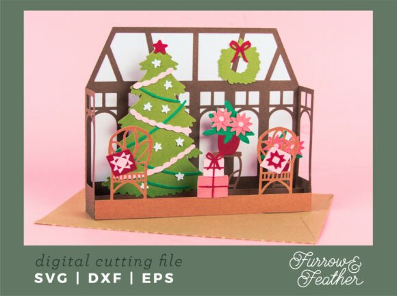 3D SVG Christmas Sunroom Card for Local Business Branding