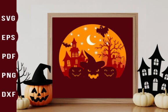 3D SVG Halloween Papercut Design for Shadow Box Publishing
