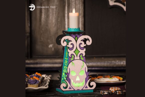 3D SVG Skull Candle Holder for Halloween Projects