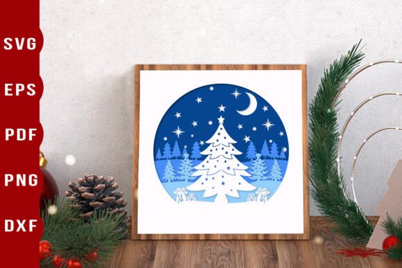 3D Tree Shadow Box SVG for Festive Branding and Marketing