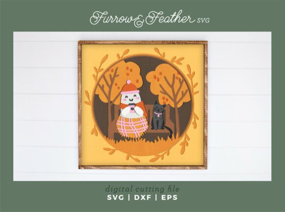 Autumn Ghost with Coffee Shadow Box 3D SVG Review for Halloween Branding