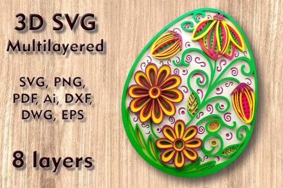 Easter Egg 3D SVG Multilayer Laser Files for Spring Easter Projects