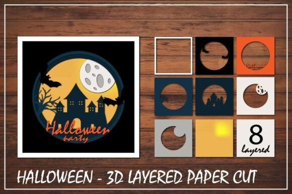 Halloween Party 3D SVG Haunted House Shadow Box for Content Creators
