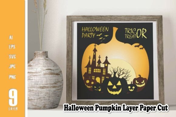Halloween Pumpkin Scene 3D SVG for Festive Branding