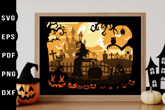 Halloween Shadow Box Layered SVG: A Spooky Graphic Design Asset for Content Creators