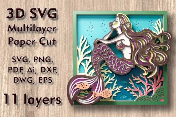 Mermaid 3D SVG: A Fantasy-Filled Design for Real Craft Projects