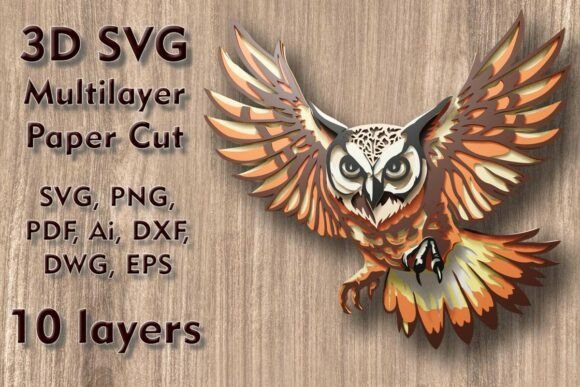 Owl 3D SVG Multilayer PaperCut Files for Ornaments