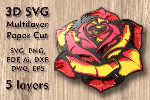 Rose 3D SVG Multilayer Paper Flowers for Stunning Handmade Creations