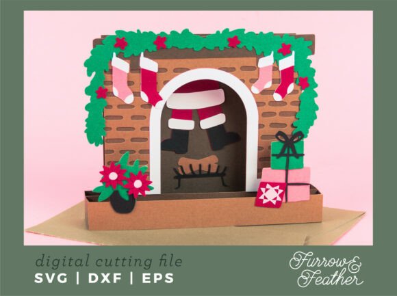 Santa in Chimney Card – A Festive Embroidery Design for Real Projects
