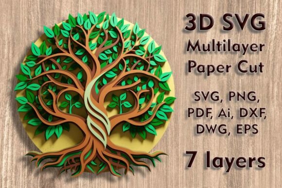 Tree of Life 3D SVG Multilayer Ornaments for Strong Brand Impact