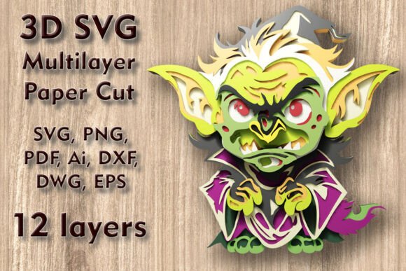 Troll Multilayer 3D SVG Halloween Files for Commercial Use