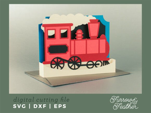Vintage Train Card - 3D SVG for Festive Branding and Local Business Design