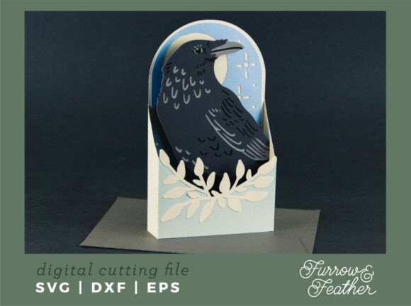 Witchy Raven Moon 3D SVG for Halloween Crafting